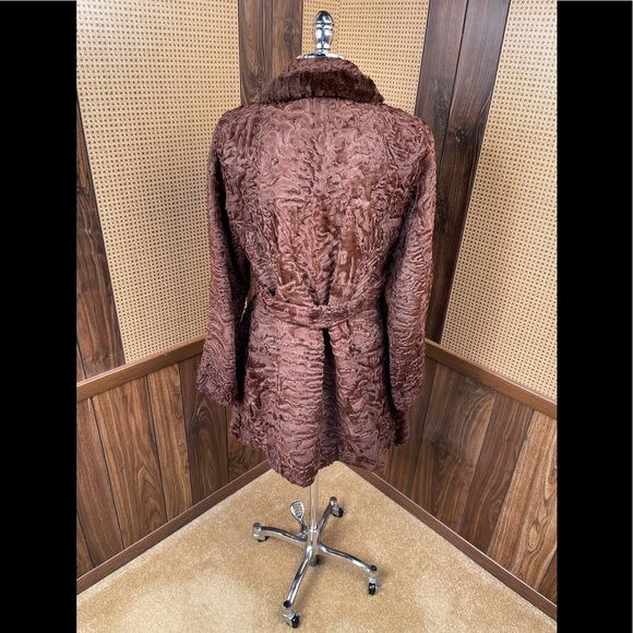 Dworkin Furs Brown Persian Lamb & Sheared Beaver Trim Fur Coat Jacket Small - Picture 5 of 12
